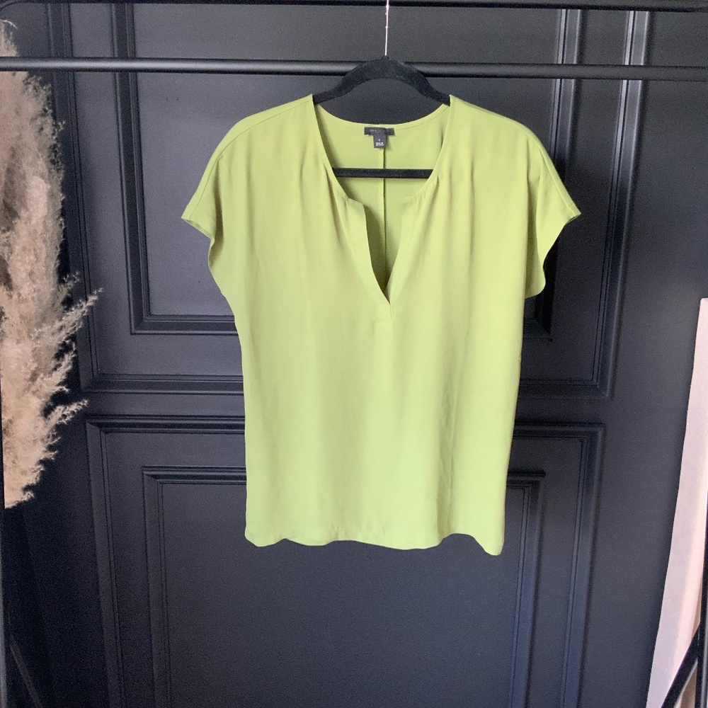 Green V Cut Blouse